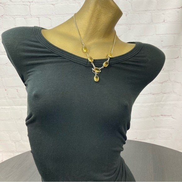 Sterling silver and simulated gemstone (Citrine) drop necklace - Picture 1 of 16